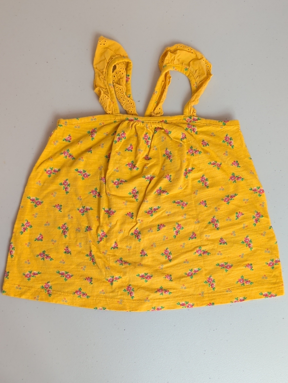 GAP Yellow Floral Tank Top with Pink Accents